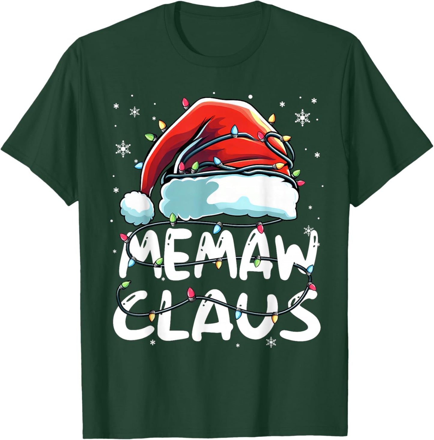 Memaw Claus Christmas Lights Matching Family Xmas Pajama T-Shirt - T-Shirt | Forest