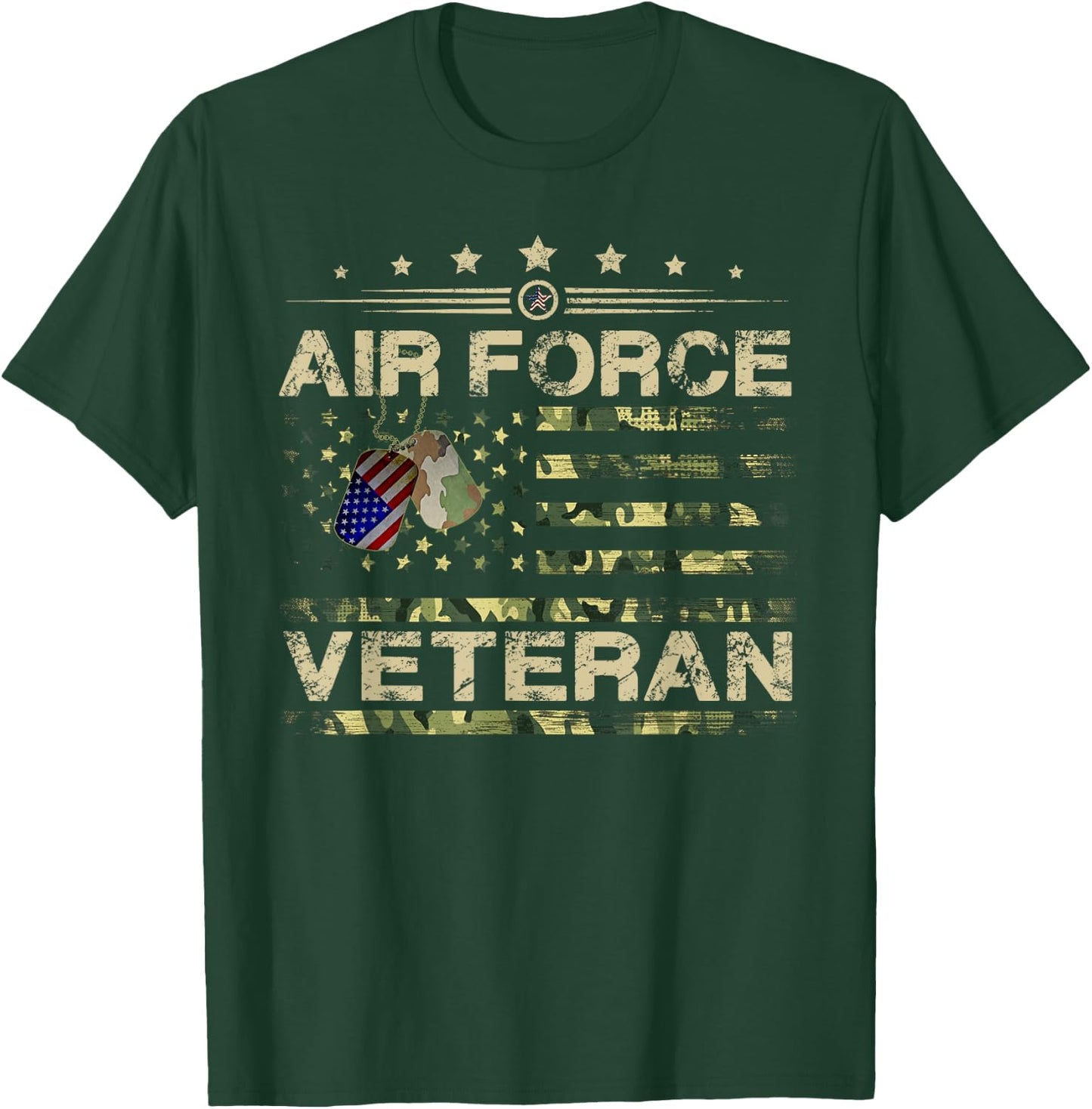 Camouflage American Betsy Ross Flag Us Air Force Veteran T-Shirt - T-Shirt | Forest