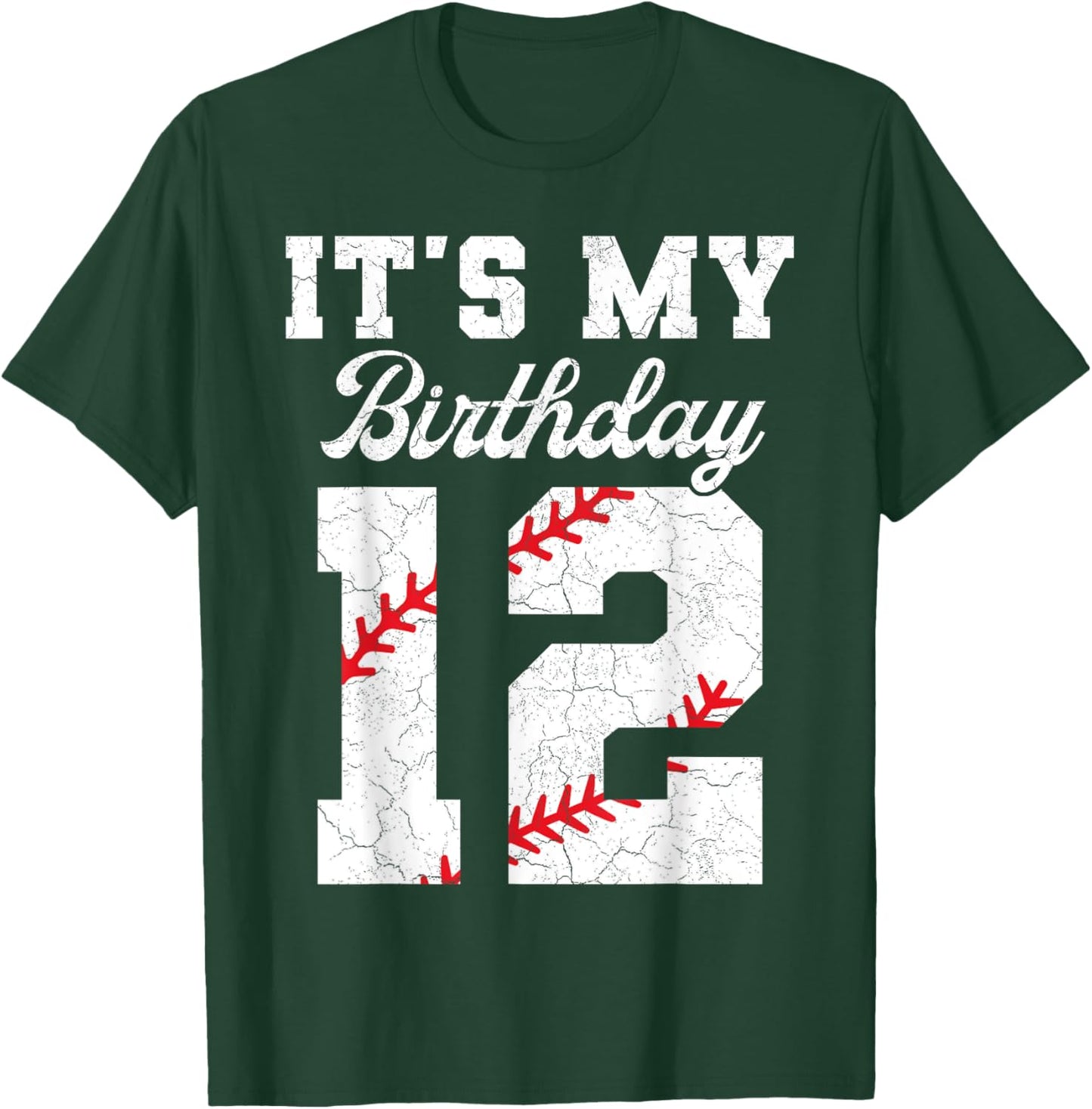 Birthday Boy 12 Baseball Its My 12th Birthday Boys Girls T-Shirt - T-Shirt | Forest