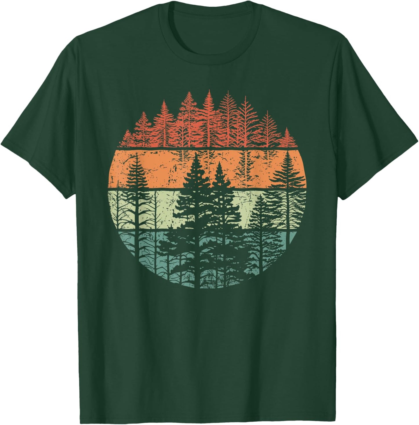 Retro Forest Trees Outdoors Nature Women Men Vintage Graphic T-Shirt - T-Shirt | Forest