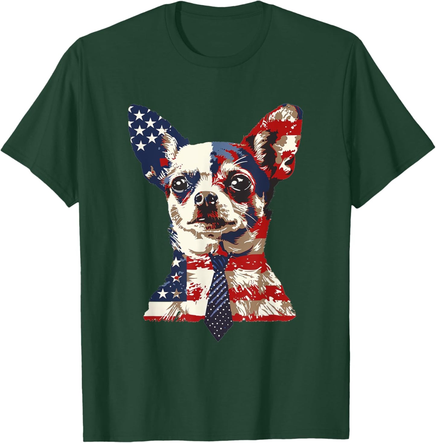 Chihuahua USA Patriotic American Flag 4th of July US T-Shirt - T-Shirt | Forest