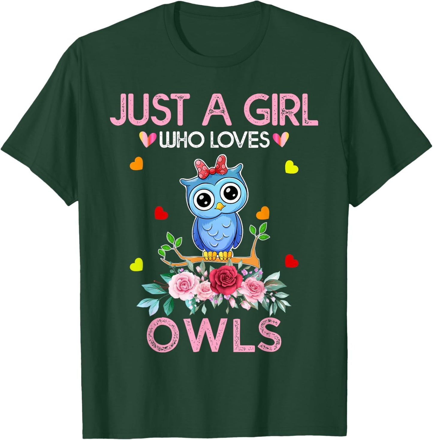 Owl Girls Kids Gift Just A Girl Who Loves Owls T-Shirt - T-Shirt | Forest