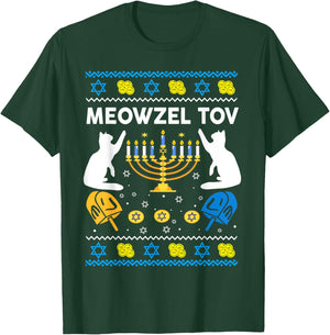 Jewish Cat Shirt Hanukkah Meowzel Tov Chanukah Girl Women T-Shirt - T-Shirt | Forest