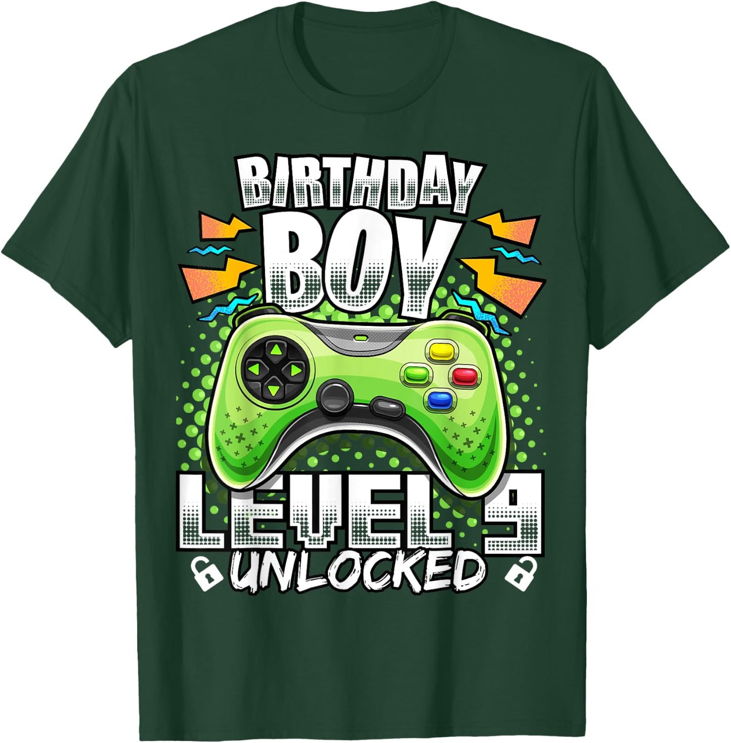 Level 9 Unlocked Video Game 9th Birthday Gamer Gift Boys T-Shirt - T-Shirt | Forest