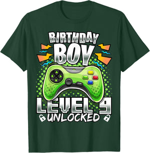 Level 9 Unlocked Video Game 9th Birthday Gamer Gift Boys T-Shirt - T-Shirt | Forest