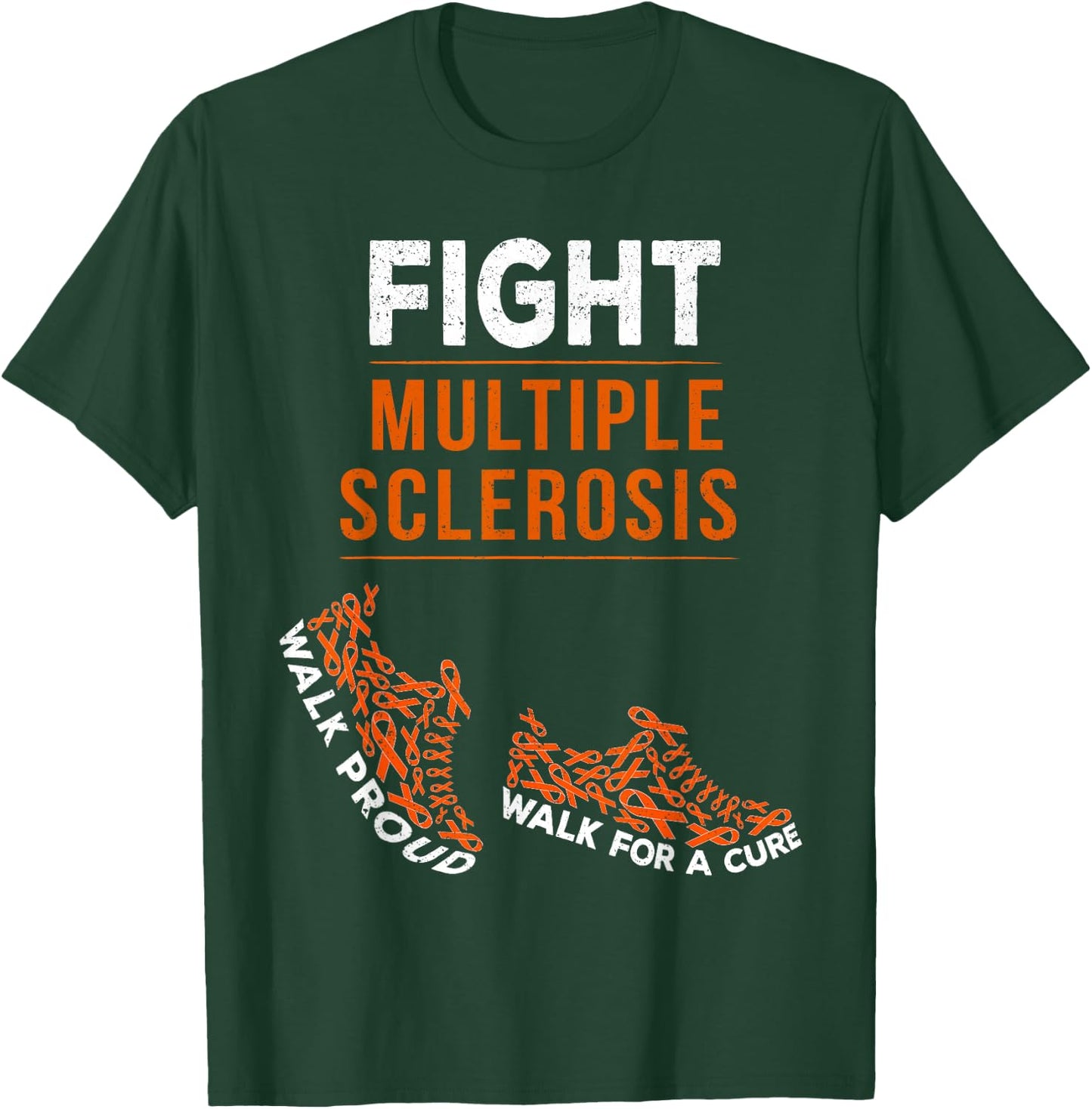 Fight Multiple Sclerosis MS Awareness Warrior Ribbon T-Shirt - T-Shirt | Forest
