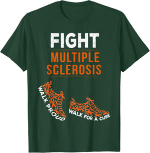 Fight Multiple Sclerosis MS Awareness Warrior Ribbon T-Shirt - T-Shirt | Forest