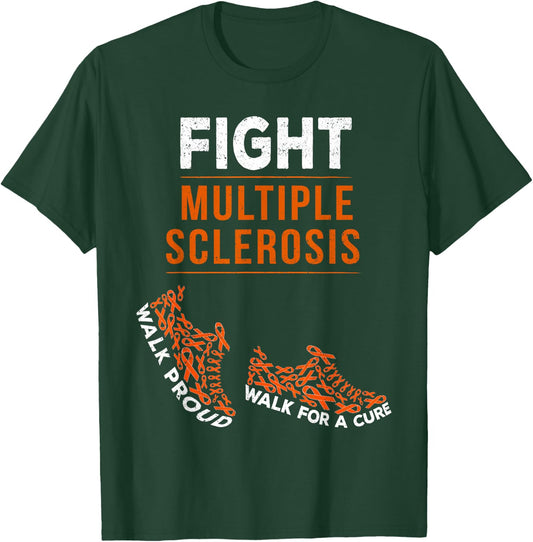 Fight Multiple Sclerosis MS Awareness Warrior Ribbon T-Shirt - T-Shirt | Forest