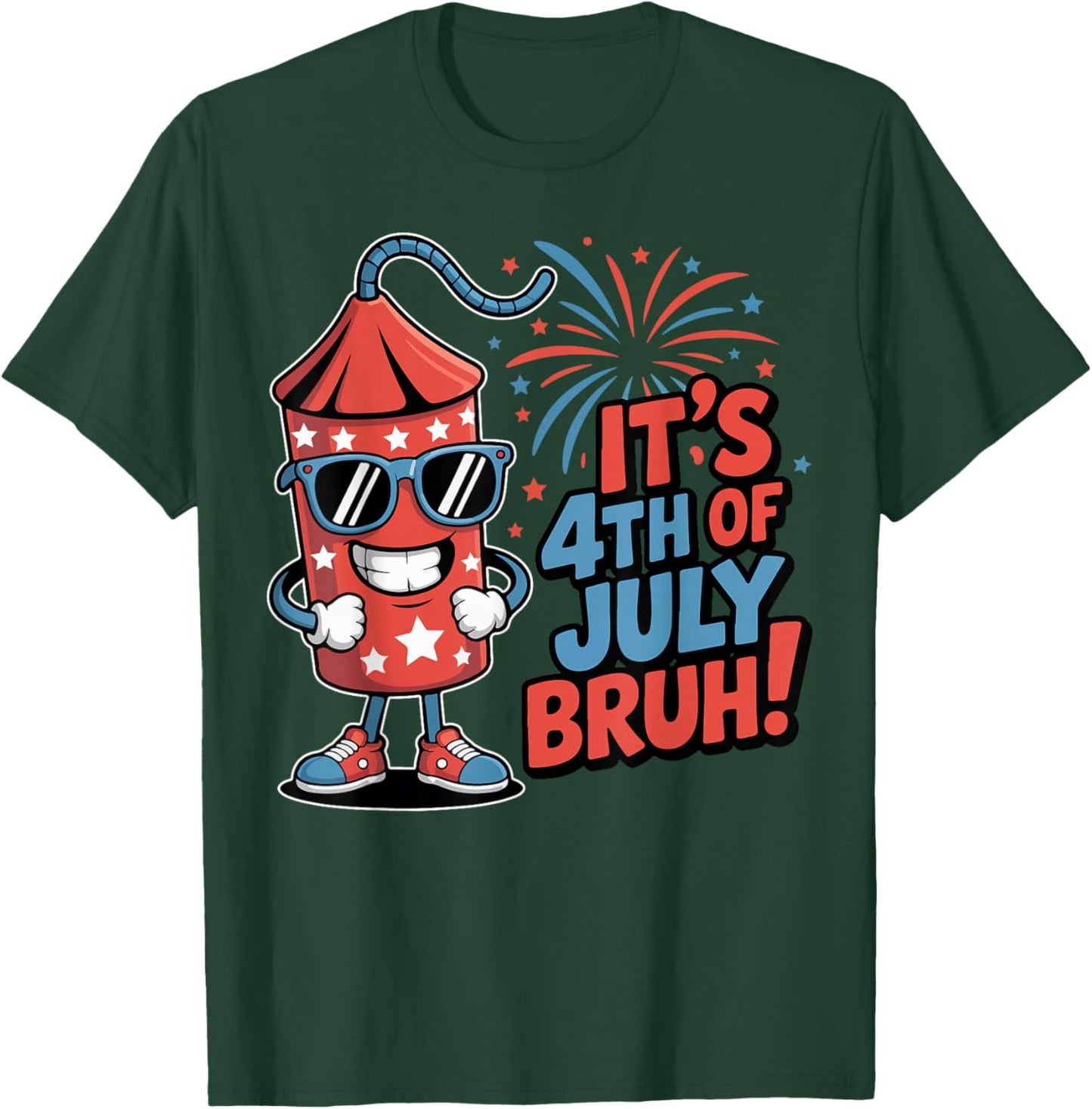 4th of July Bruh Boys Kids Funny Firecracker Fourth of July T-Shirt - T-Shirt | Forest