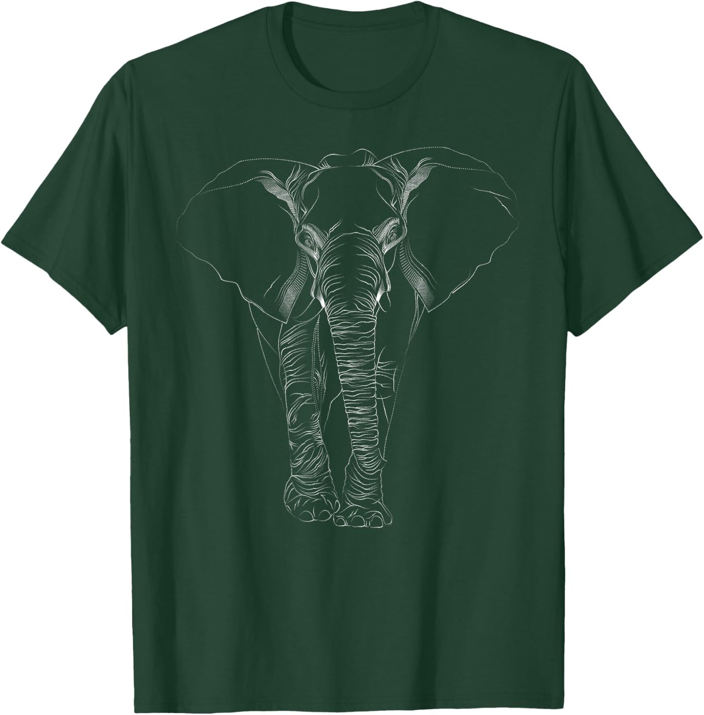 Elephant Dot line Art Portrait Sketch Drawing - Elephant T-Shirt - T-Shirt | Forest