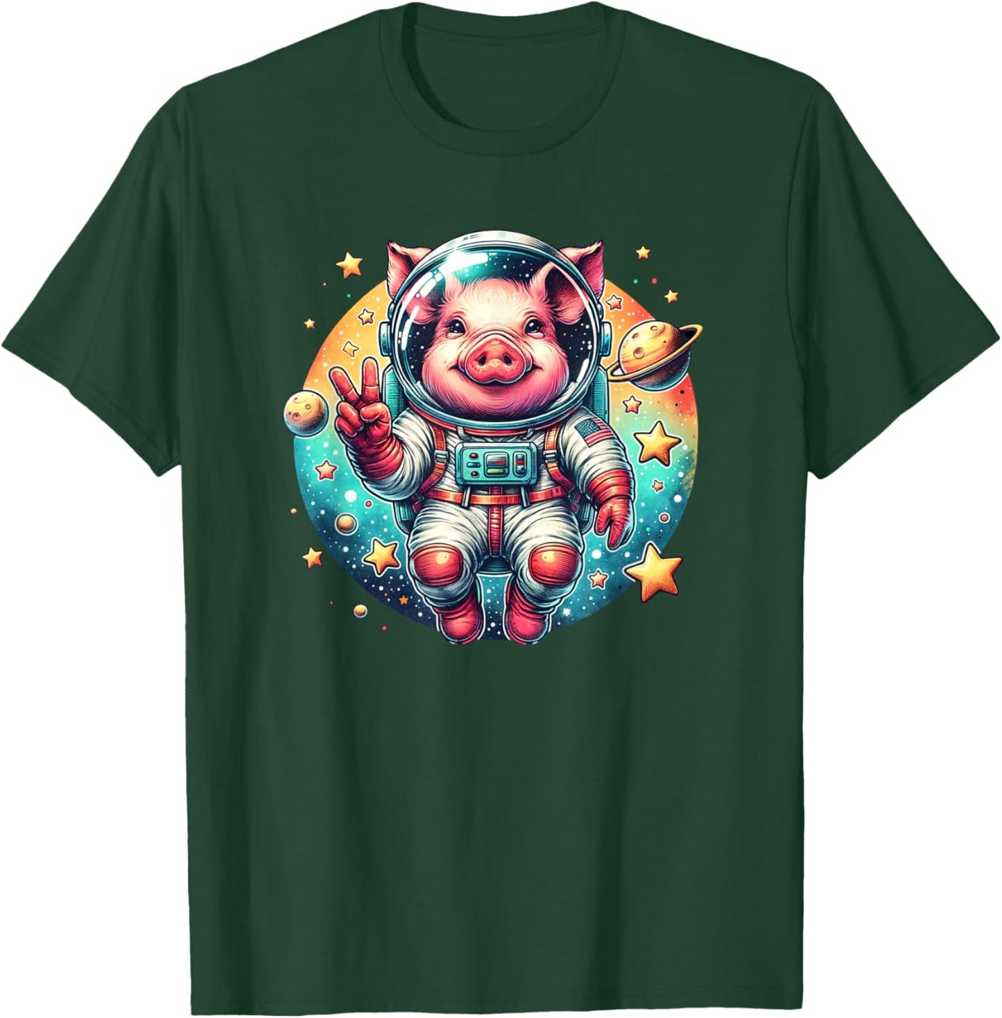 Funny Pig Astronaut in Space for Pig Lover T-Shirt - T-Shirt | Forest