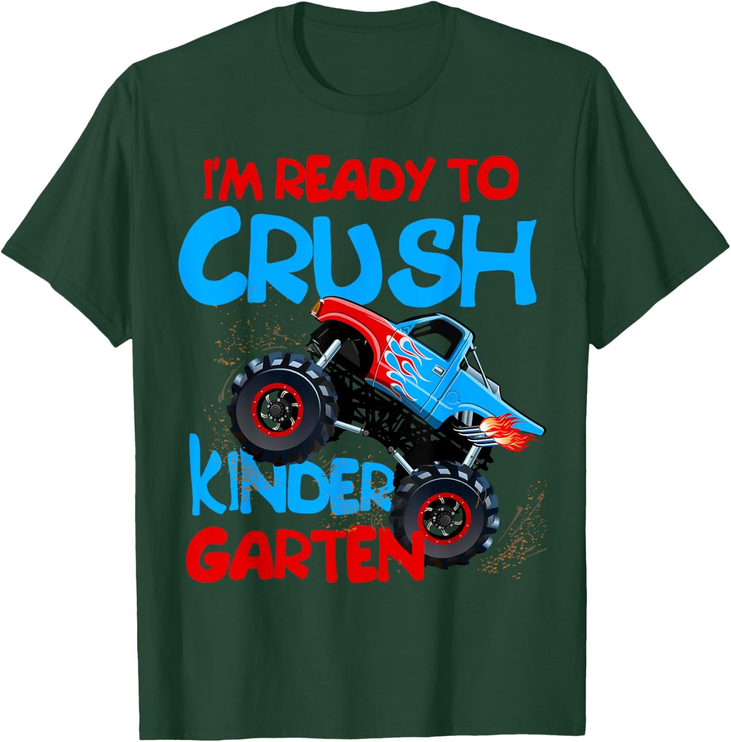 Back to School Boys First Day of Kindergarten Monster Truck T-Shirt - T-Shirt | Forest