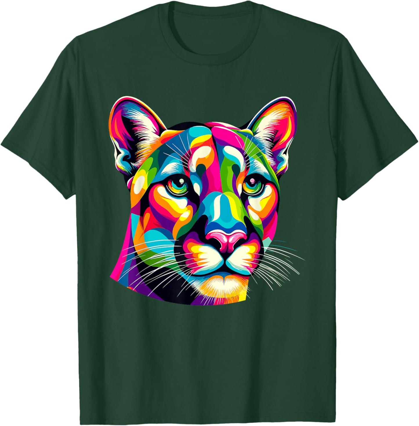 Colorful Pop Art Cougars Cougar Mountain Lion Puma T-Shirt - T-Shirt | Forest