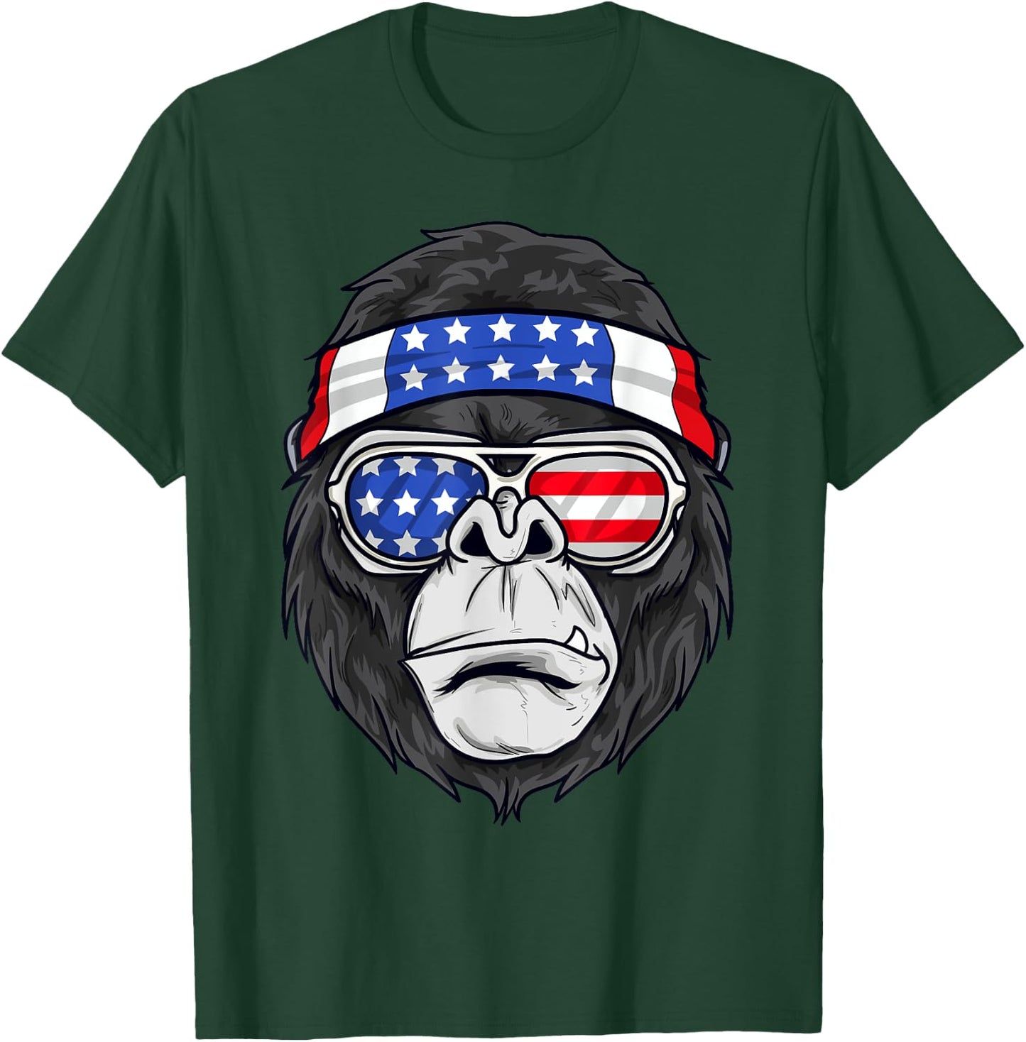 July 4th USA - Funny Patriotic Gorilla Women Kids Men T-Shirt - T-Shirt | Forest