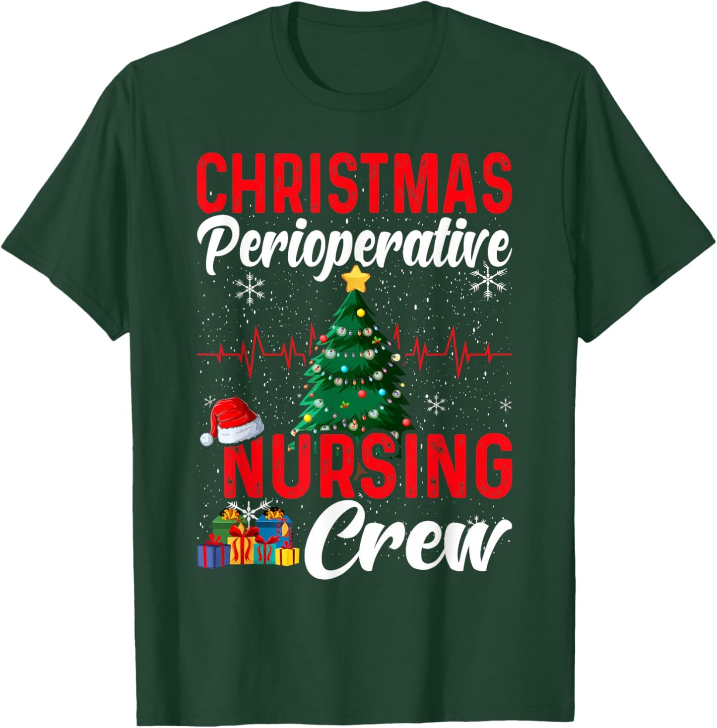 Perioperative Nurse Pre op Nursing Christmas Crew Surgery T-Shirt - T-Shirt | Forest