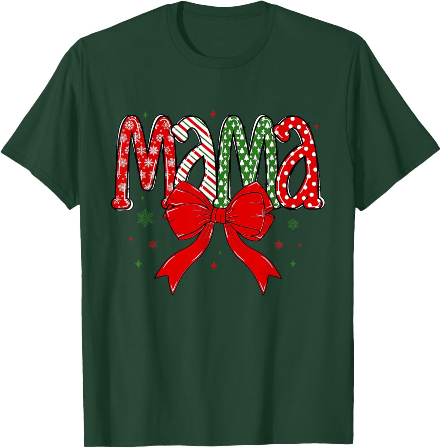 Christmas Mama Coquette Mama Claus Varsity Xmas Checkered T-Shirt - T-Shirt | Forest