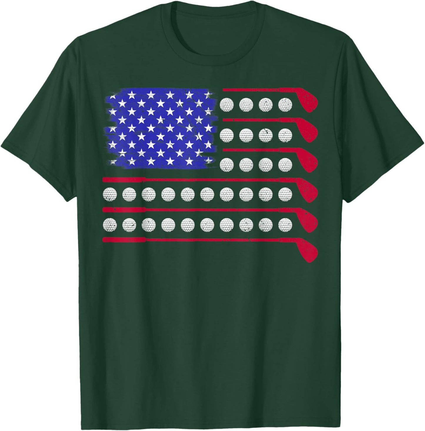 Golf American Flag 4th of July Patriotic Golfer Golf Coach T-Shirt - T-Shirt | Forest