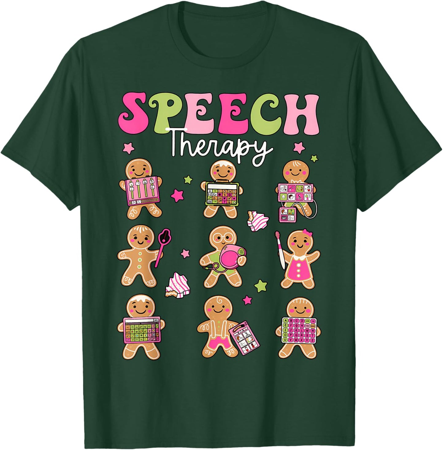 Speech Therapy Christmas SLP Therapy Cookies Gingerbread T-Shirt - T-Shirt | Forest