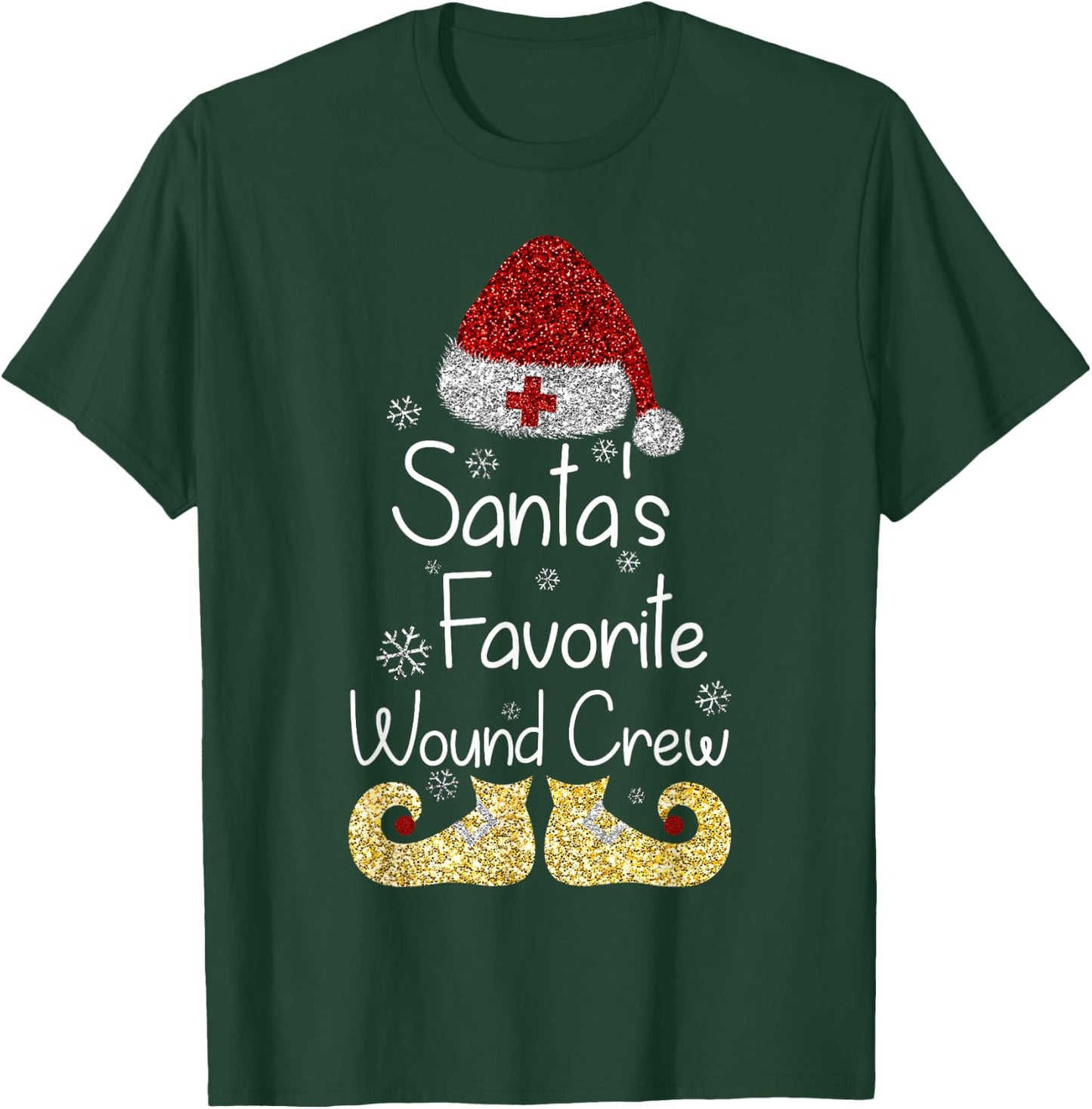 Santa's Favorite Wound Crew Christmas Wound Care Nurse Crew T-Shirt - T-Shirt | Forest