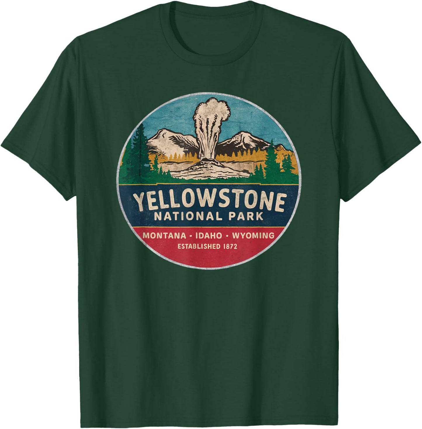 Yellowstone national park Mountain 80s Outdoor Souvenir T-Shirt - T-Shirt | Forest
