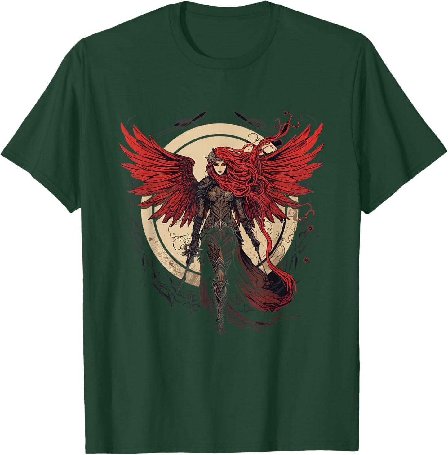 Powerful Valkyrie - Norse Warrior Angel of Death Valkyrie T-Shirt - T-Shirt | Forest