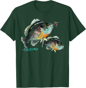 Black Fly Bluegill Fishing Shirts Panfish Jigs T-Shirt - T-Shirt | Forest