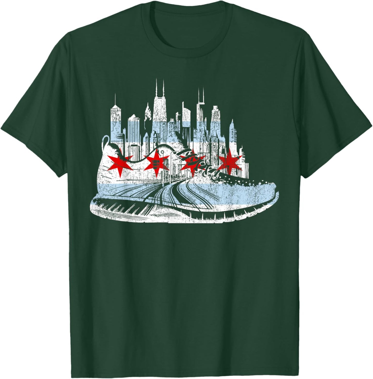 Chicago Runner Run Marathons Running Jogger Motivational T-Shirt - T-Shirt | Forest