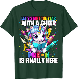 Unicorn Pre-K Back to School First Day of School Girls T-Shirt - T-Shirt | Forest
