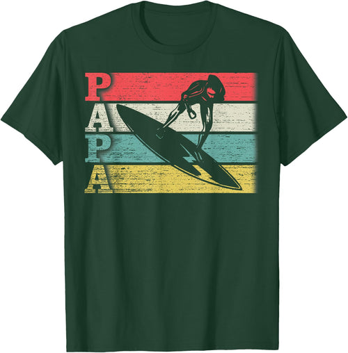 Vintage Retro Surfing Papa Surf Surfer Silhouette Distressed