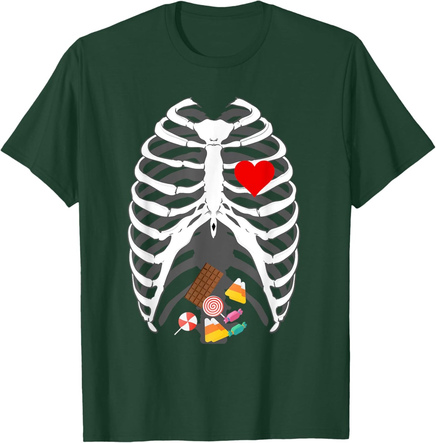 Halloween skeleton X-Ray Candy Belly funny Halloween costume T-Shirt - T-Shirt | Forest