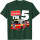 Kids Fire Truck 5th Birthday Boy Firefighter Five 5 Year Old T-Shirt - T-Shirt | Forest
