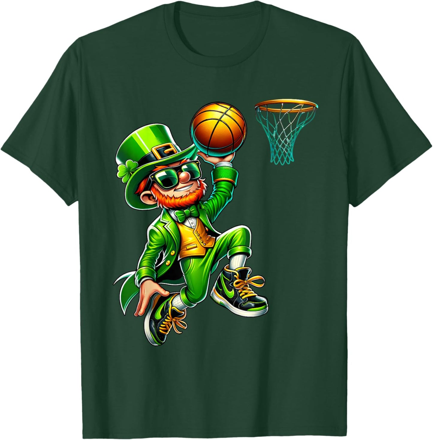 Leprechaun Playing Basketball St Patricks Day Sport Men Boys T-Shirt - T-Shirt | Forest