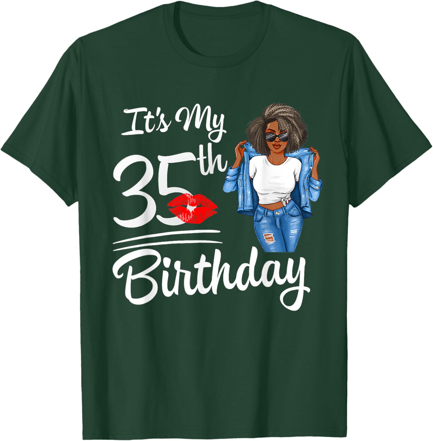 It's My 35th Birthday 35 Years Old Afro Black Melanin Women T-Shirt - T-Shirt | Forest