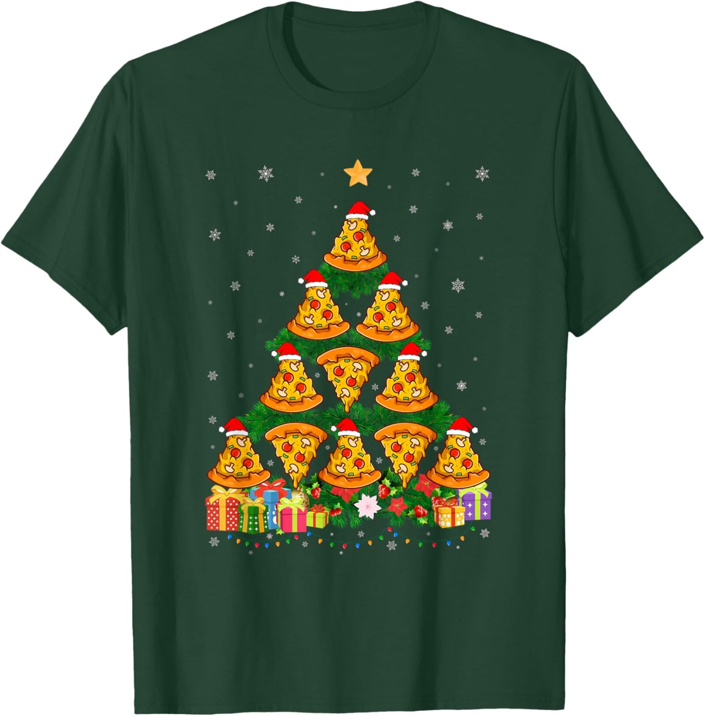 Funny Xmas Outfit for Pizza Lovers Ugly Christmas Sweater T-Shirt - T-Shirt | Forest