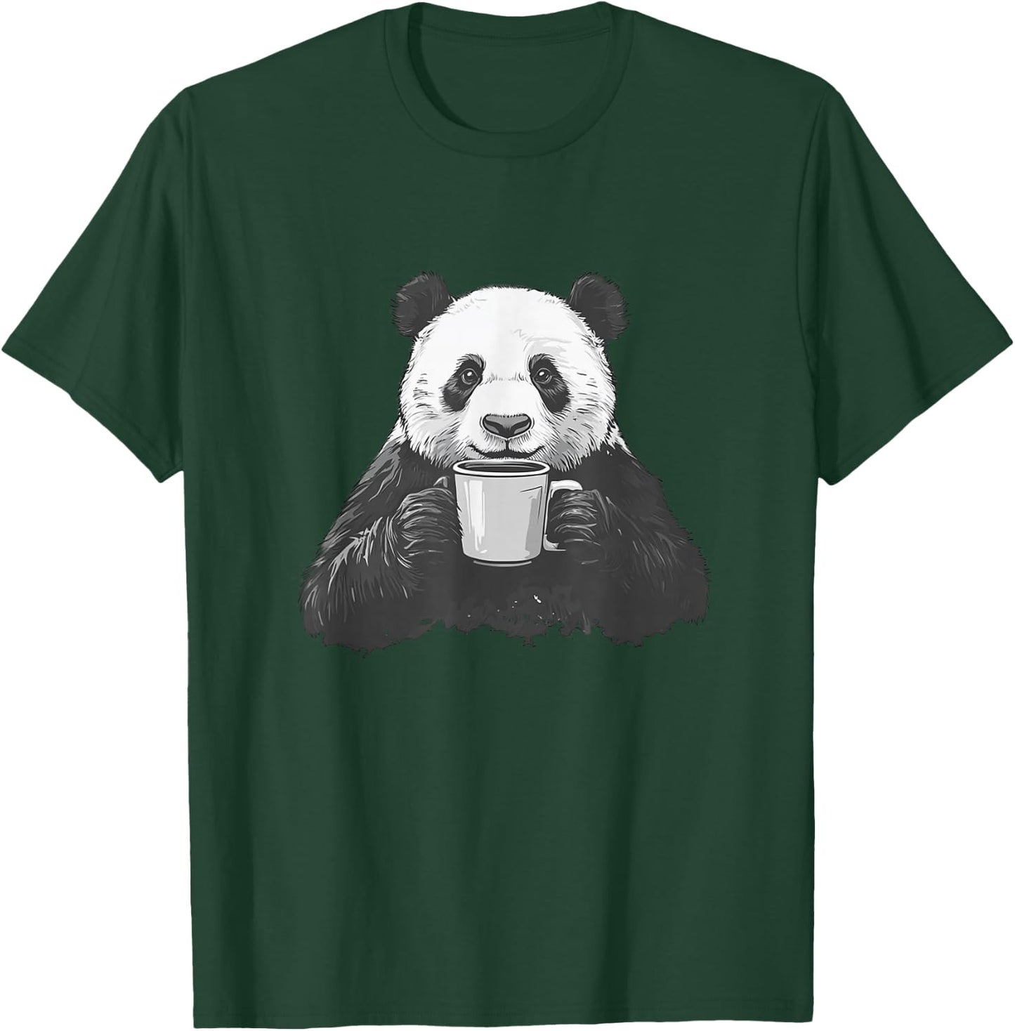 Panda Drinking Coffee Cute Panda Coffee Lover T-Shirt - T-Shirt | Forest