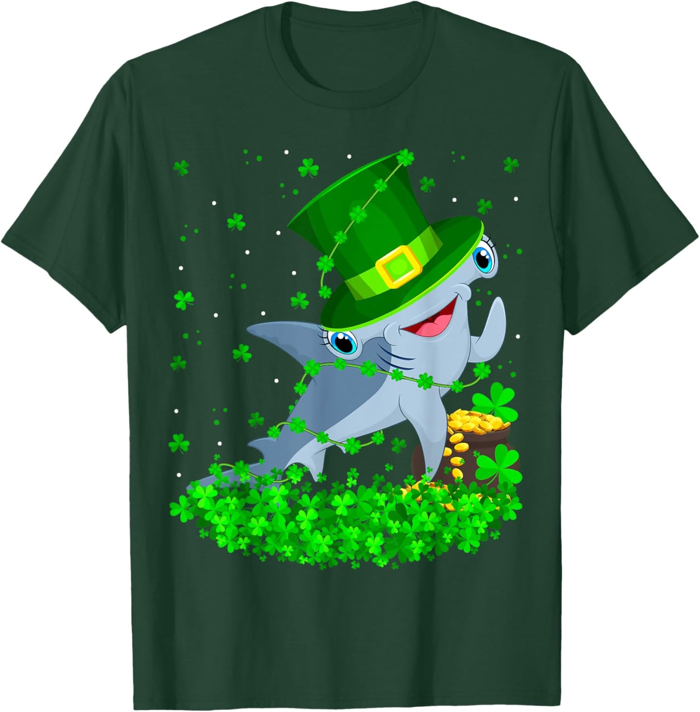 Irish Shamrock Leprechaun Hammerhead Shark St. Patrick's Day T-Shirt - T-Shirt | Forest
