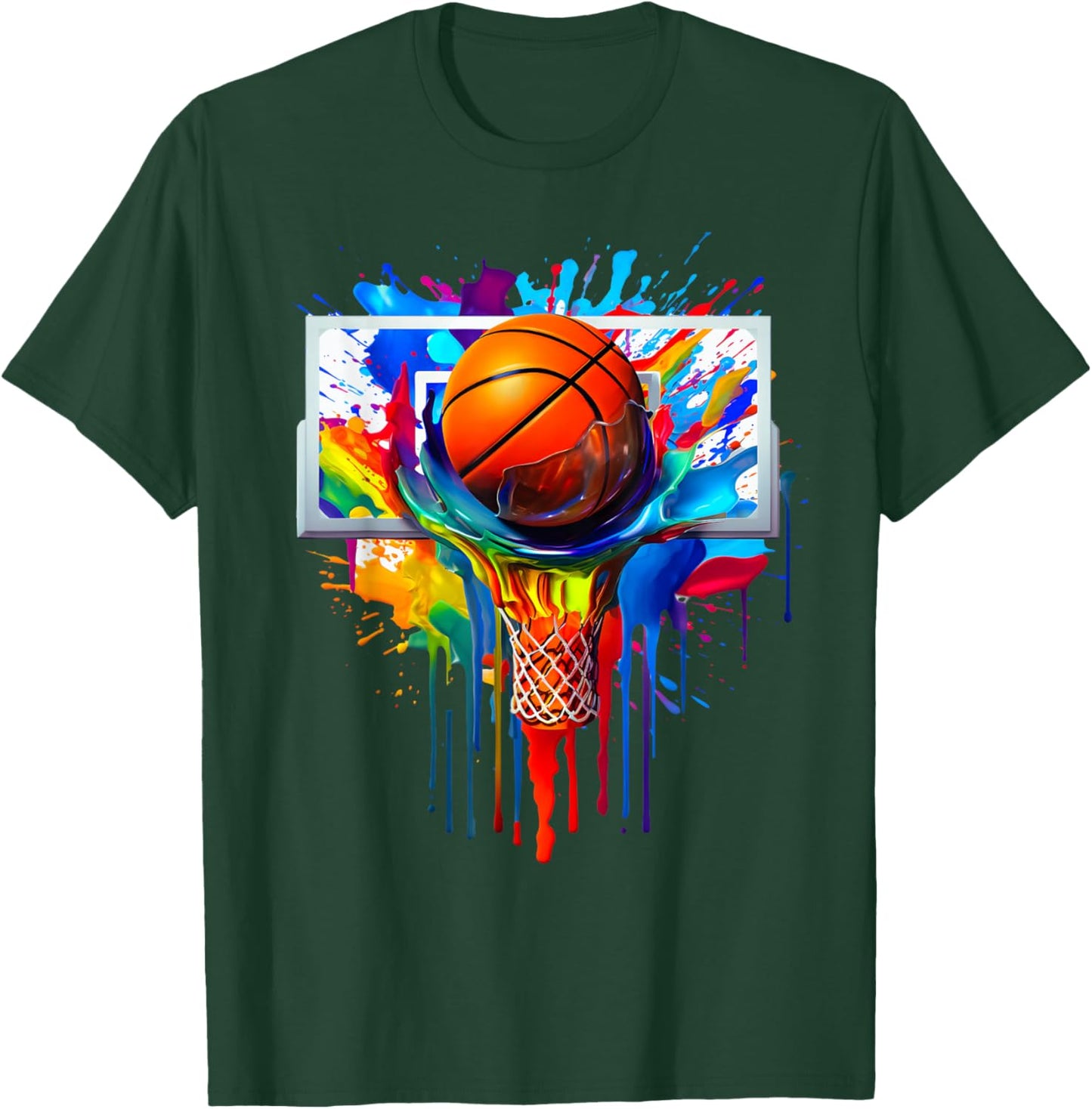 Tie Dye Basketball Ball Hoop Slam Dunk Dribbling T-Shirt - T-Shirt | Forest