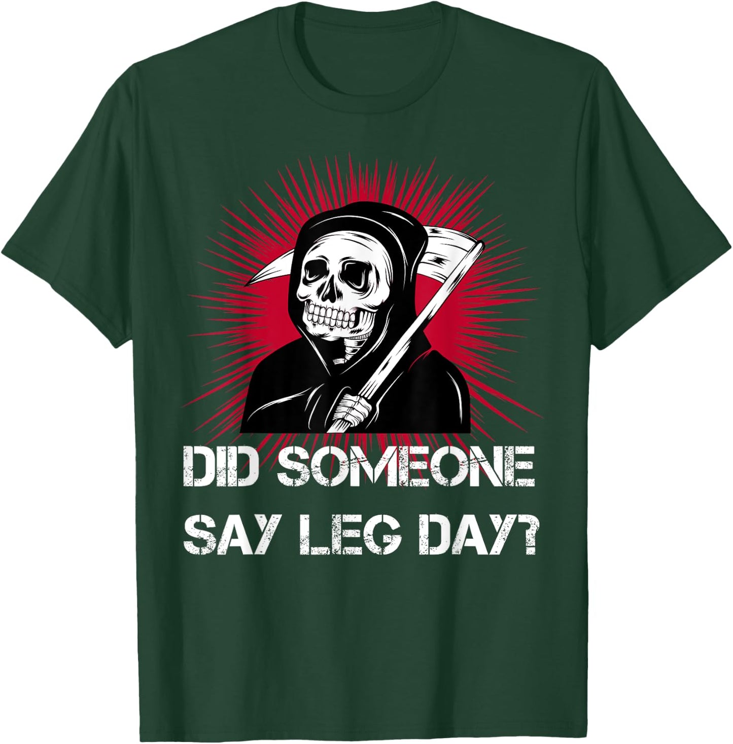 Grim Reaper Leg Day Black Metal skull and scythe gym T-Shirt - T-Shirt | Forest
