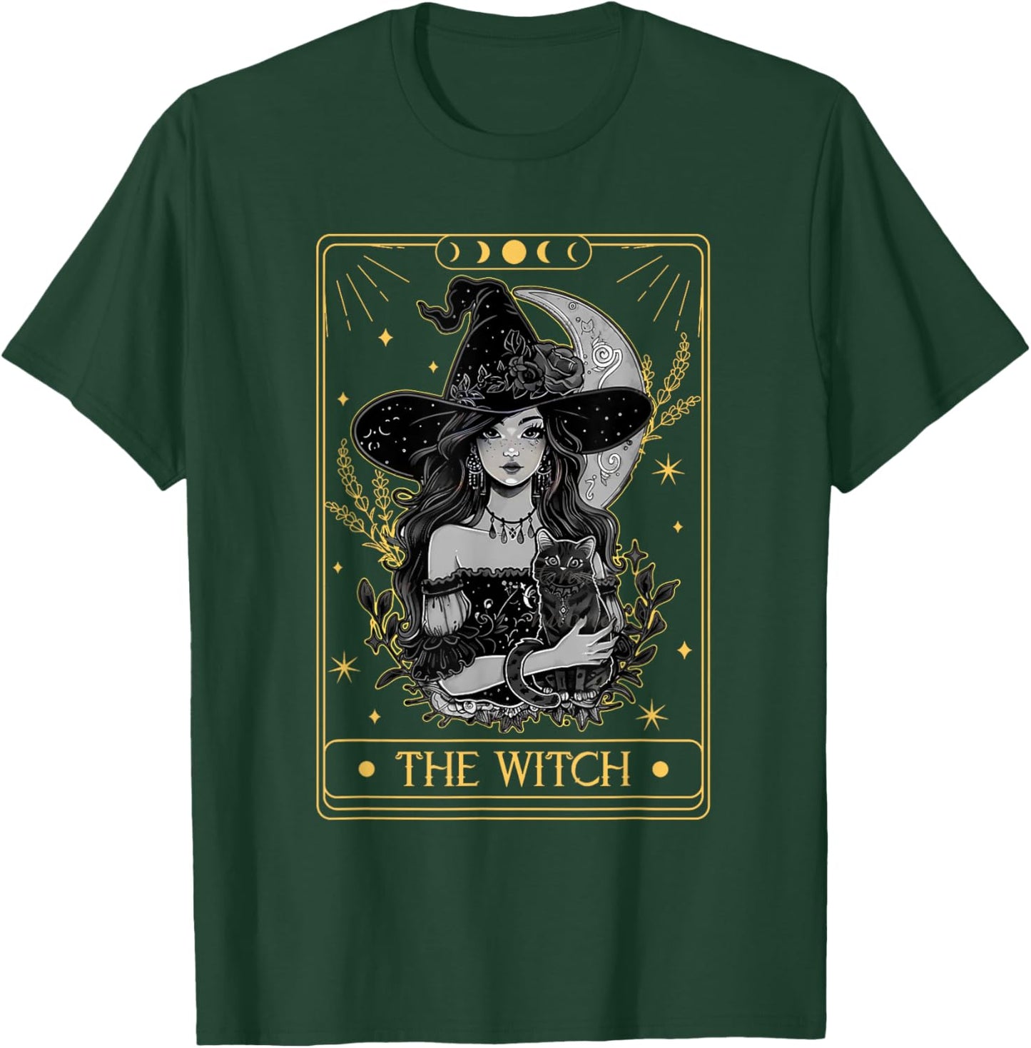 Tarot Card The Witch Witchy Funny Black Cat Spooky Halloween Women Kids T-Shirt - T-Shirt | Forest