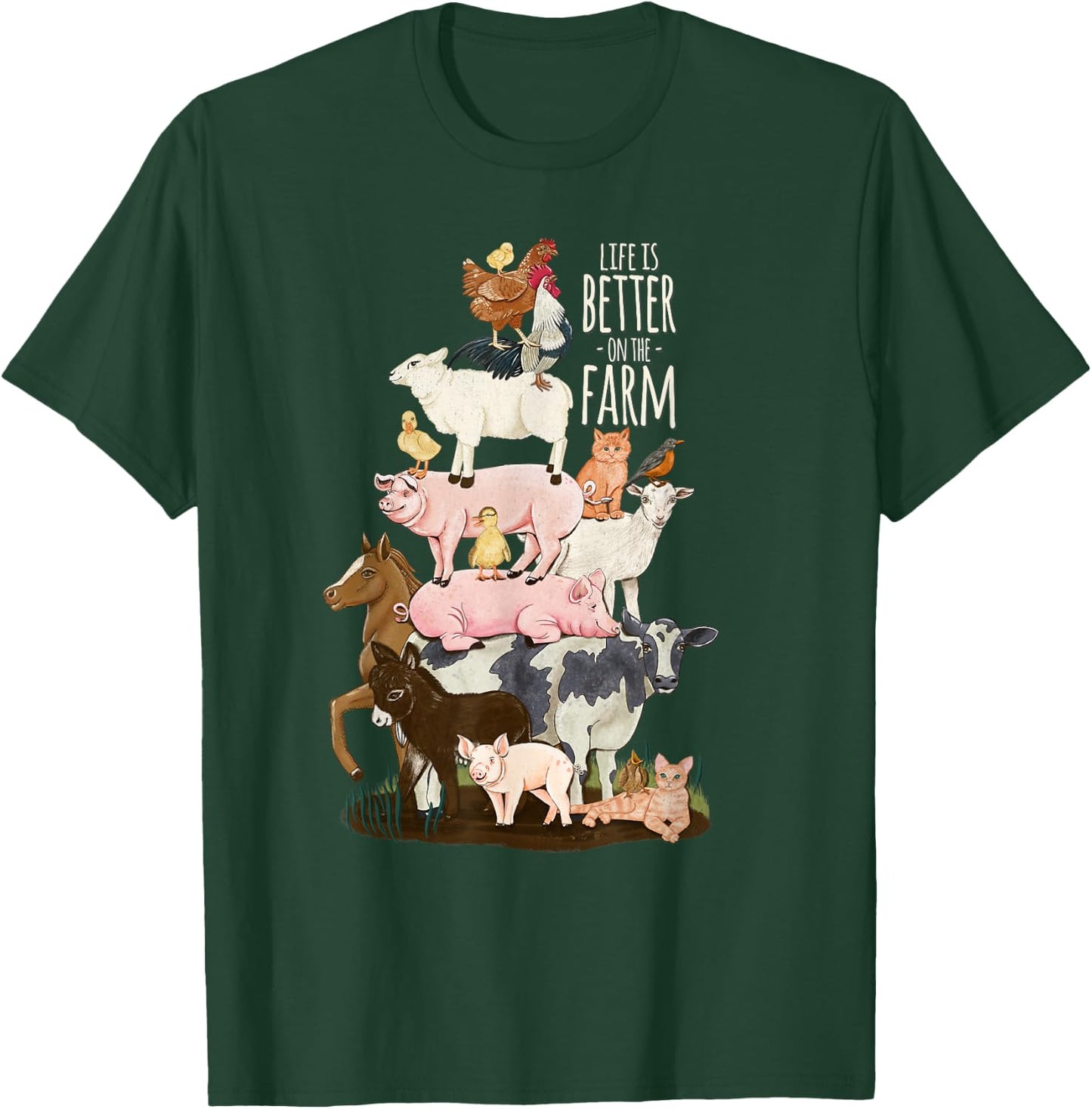 Life is better on the Farm, Cute Animals, Country Farm Girl T-Shirt - T-Shirt | Forest