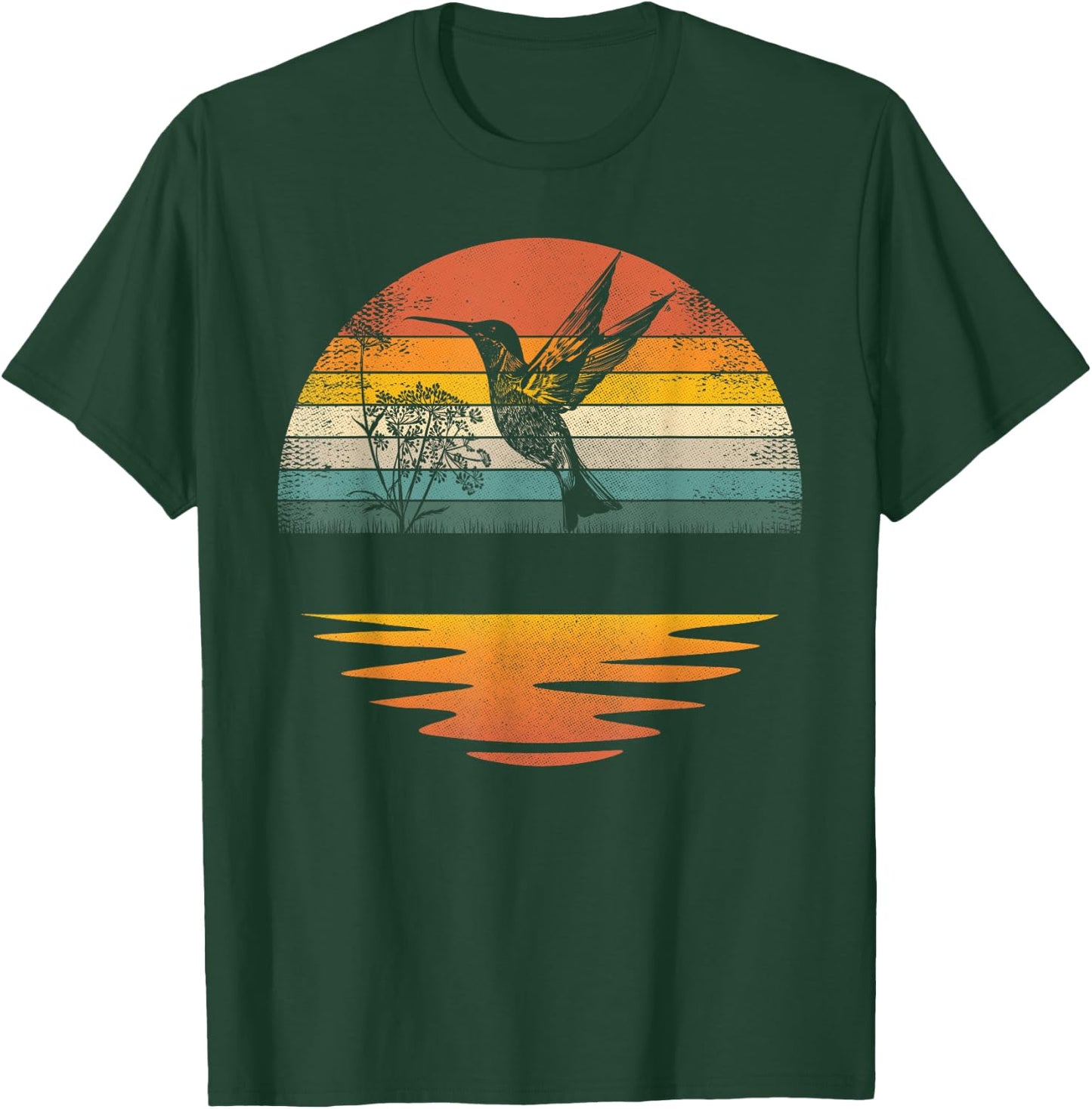 Hummingbird Vintage Sunset Hummingbirds T-Shirt - T-Shirt | Forest