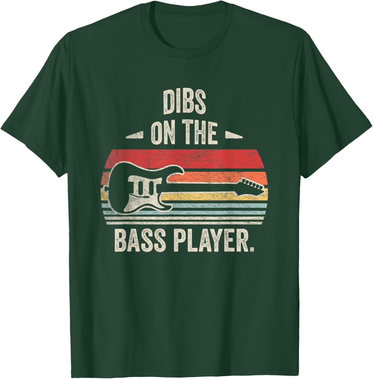Retro Vintage Dibs On The Bass Player Bassist T-Shirt - T-Shirt | Forest