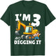 Kids I'm 3 And Digging It 3rd Birthday Dabbing Construction Boy T-Shirt - T-Shirt | Forest
