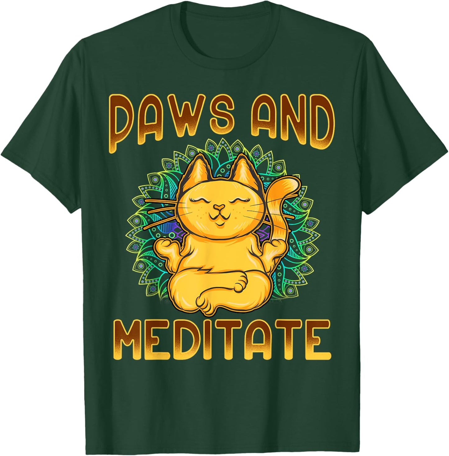 Yoga Paws And Meditate Funny Cat Lover Yogi Namaste Kitten Men Women Kids T-Shirt - T-Shirt | Forest
