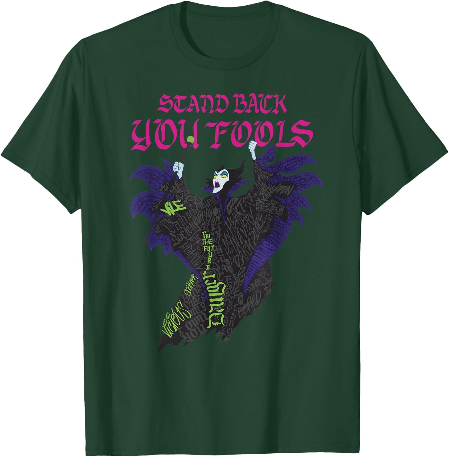 Disney Villains Maleficent Stand Back You Fools Text Fill T-Shirt - T-Shirt | Forest