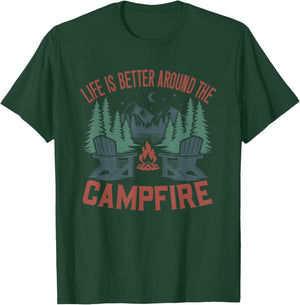 Life Is Better Around The Campfire Camping Nature Lovers T-Shirt - T-Shirt | Forest