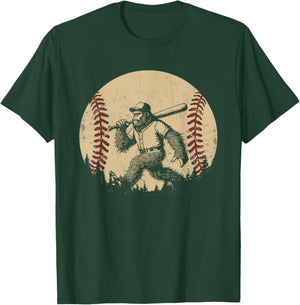 Funny Retro Sasquatch Baseball Vintage Bigfoot Baseball T-Shirt - T-Shirt | Forest
