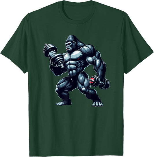 Gorilla Bodybuilder Gym Weightlifting Workout Motivation T-Shirt - T-Shirt | Forest