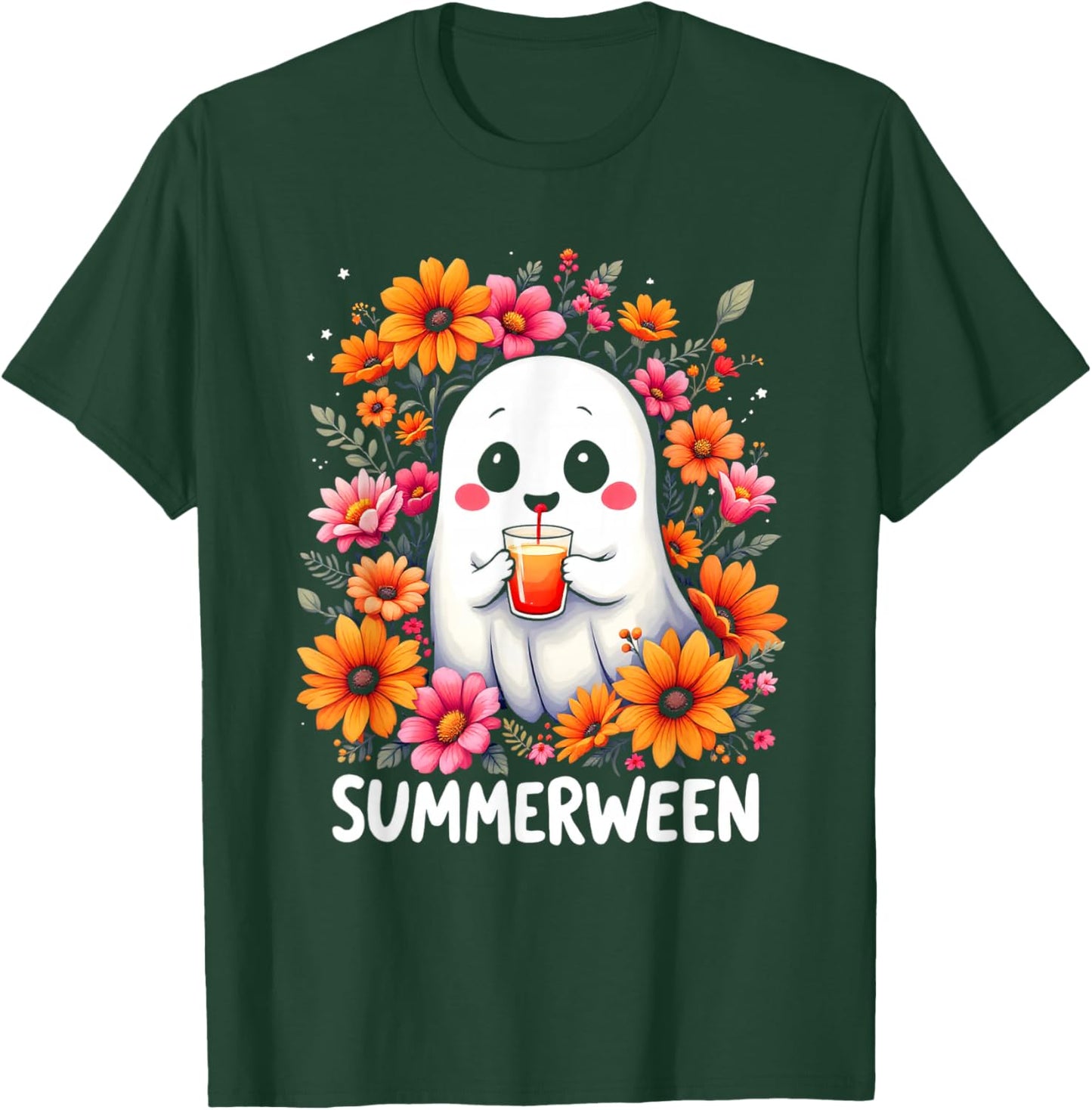SUMMERWEEN Cute Whimsical Ghost T-Shirt - T-Shirt | Forest
