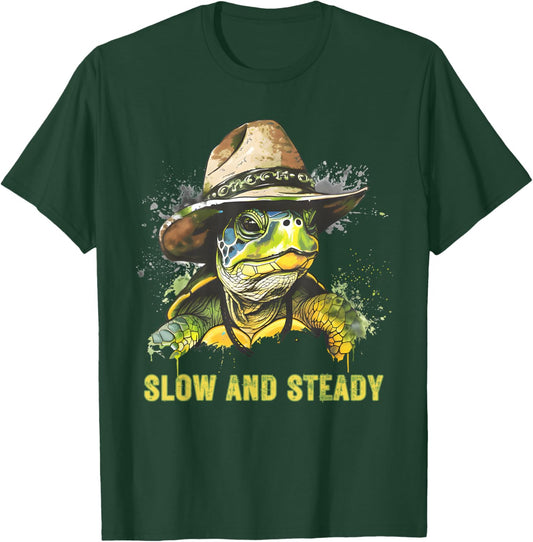 Slow and Steady Turtle - Turtle Hat T-Shirt - T-Shirt | Forest
